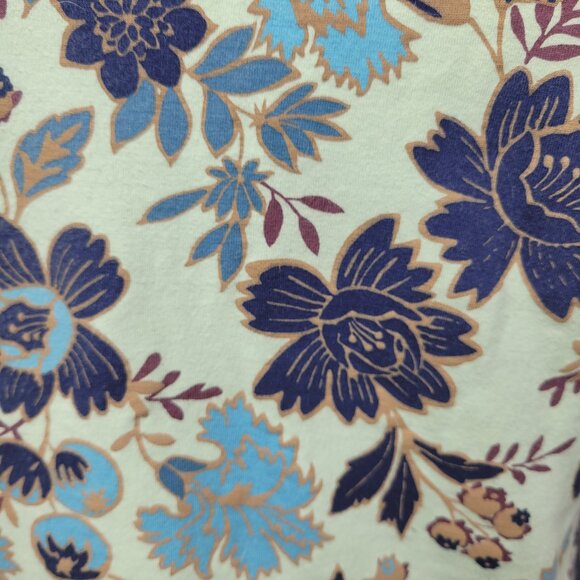 TeeCo Mint Green Floral Print Top Size Large Short Sleeve Cotton Stretch Tee - Picture 5 of 6